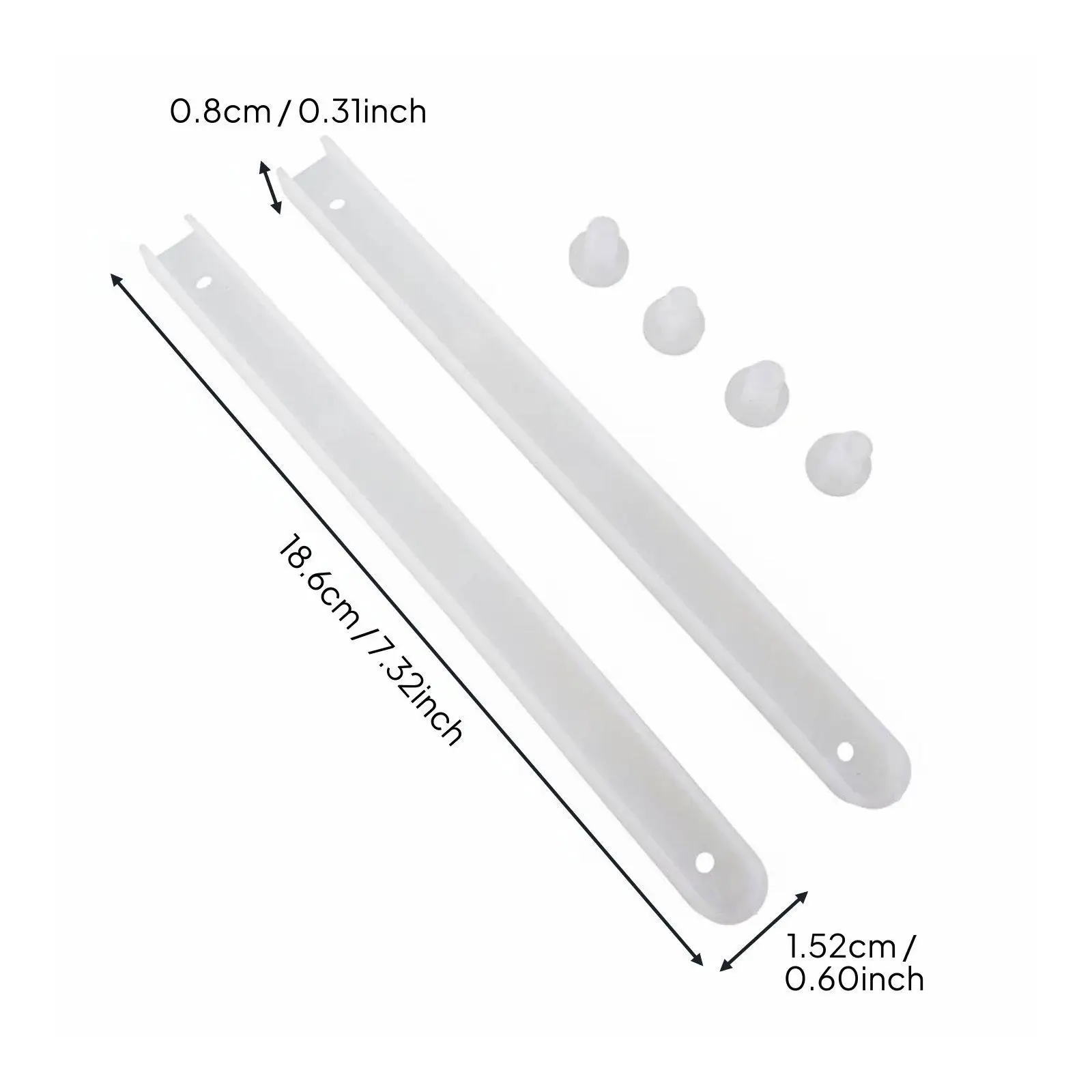 Drawer Slide Rail White 19x15mm Plastic Runners with Screws for Cabinet Desk and Dresser Use