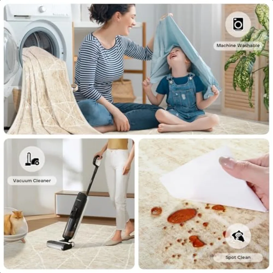 6x9 Area Rug Living Room Rugs: Washable Rugs Large Abstract Modern Non Slip Indoor Thin Low Pile Carpet for Living RoomBedroom