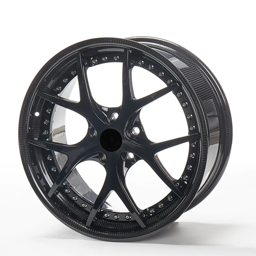 Carbon fiber wheel rim + forged spokes 20 inch rims 5x120 6061-t6 aluminum alloy forged wheel fit for luxury car