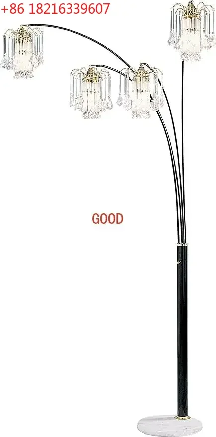 

TAO OK Lighting OK-9657K-SP1 86-дюймовый напольный светильник H Crystal Wind с 4 арочными элементами и плафоном из хрустального стекла, полированная черная отделка