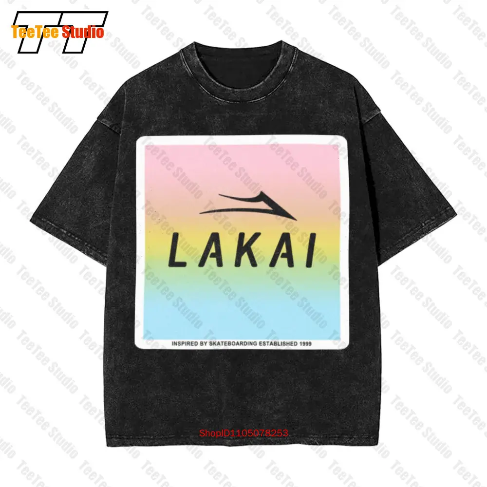 لاكاي الأحذية أحذية تزلج ملصق خمر قصيرة الأكمام تي شيرت 3PT4 #2