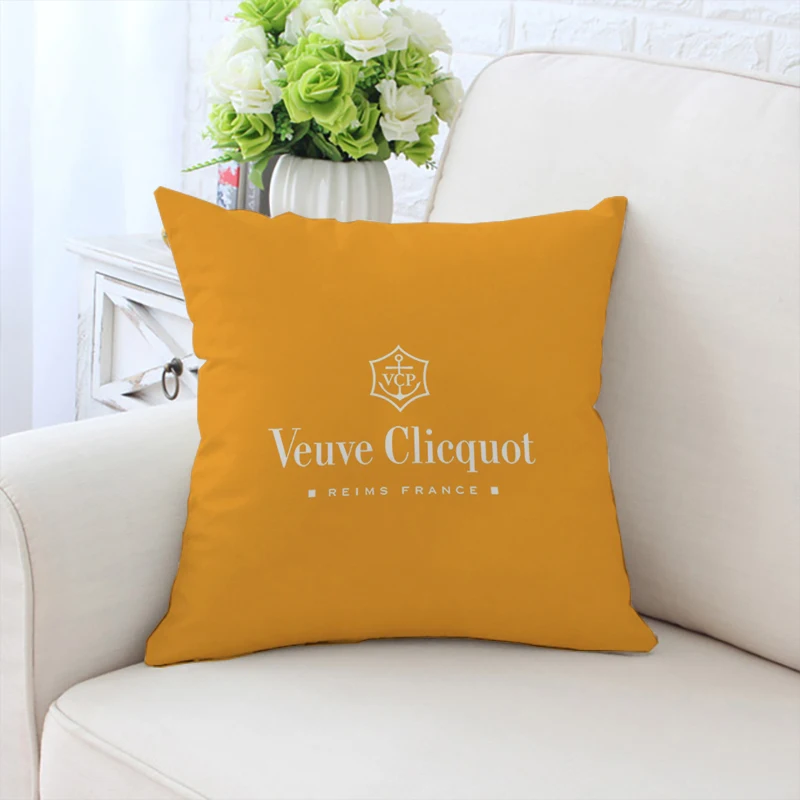 V-Veuve Clicquot Pillow Cases 45x45 Cushions Cover for Living Room Cushions Pillow Covers Decorative Luxury Bed Pillowcases Home