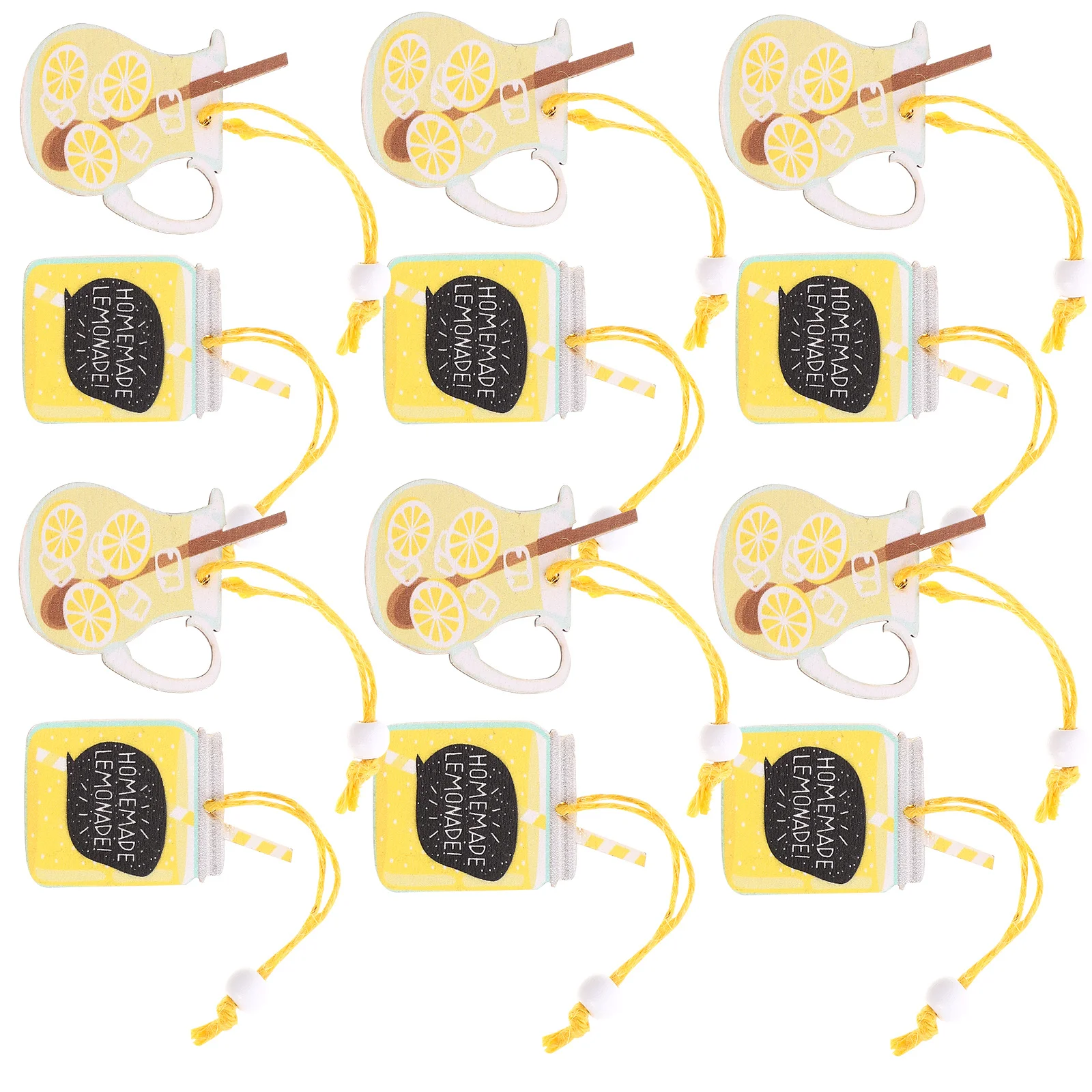 

12Pcs Lemon Wooden Hanging Cutouts Wood Slices Decor Pendants Wall Hanging Ornaments for Home Cafe Shop Bar Decoration