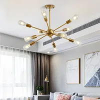 Modern Personality Minimalist Bedroom Living Room Creative LED Pendant Light Gold Multi Head Satellite Spider Ceiling Lights