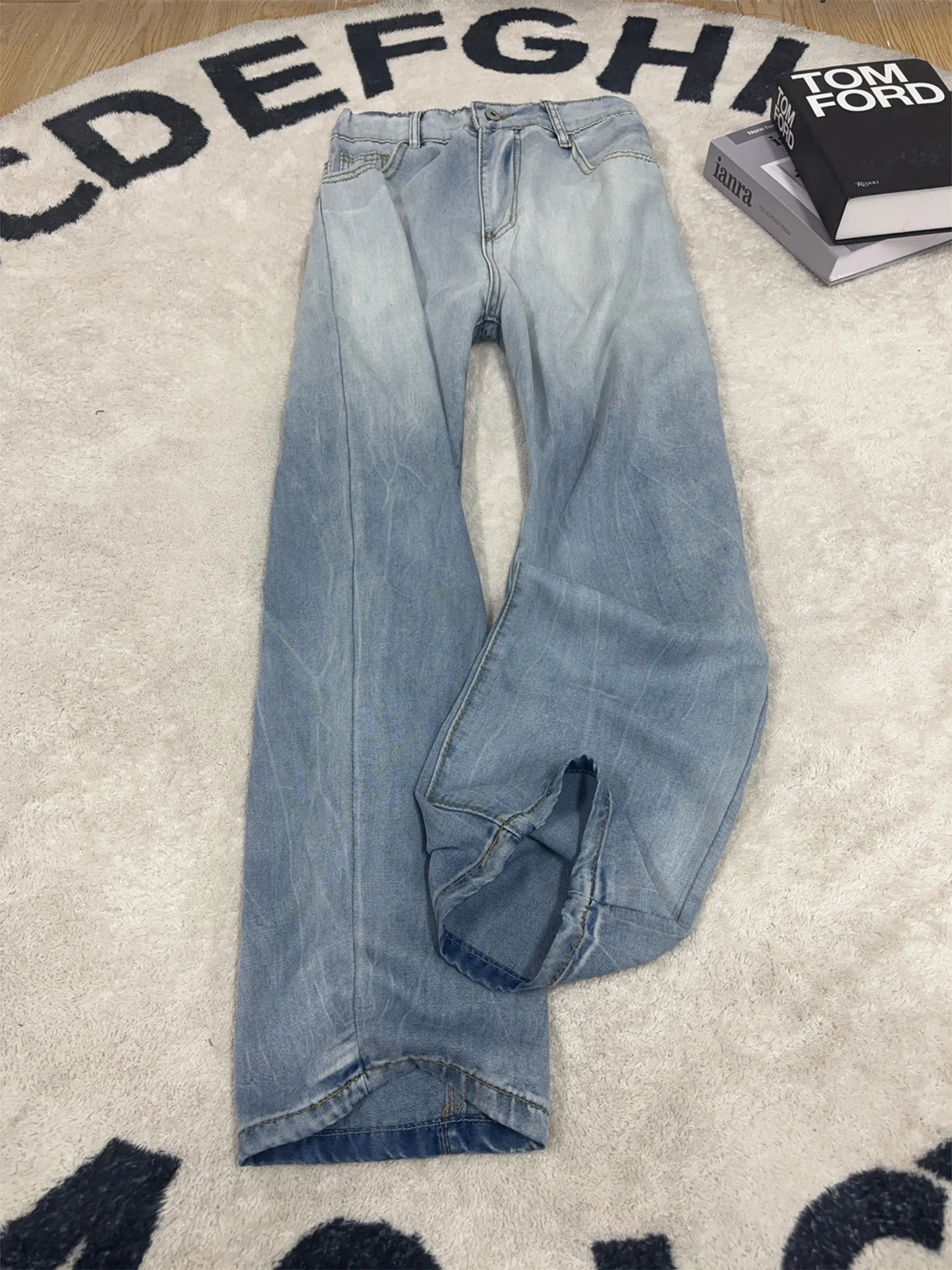 

Summer Thin Straight Leg Men's Jeans Ice Silk Denim Pants American High Street Sle Casual Loose Fit Youth Faion