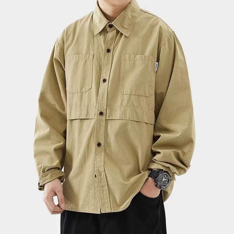 

Casual Long Sve Workwear irt for Men Spring Autumn 2025 New Sle Jaet Youthful Trend Polyester Fiber All Seasons