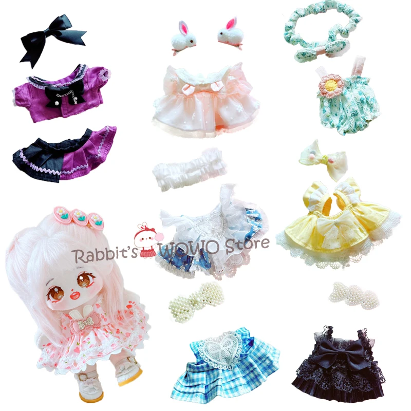 Doll Clothes for 20cm Idol Dolls Beautiful Princess Dress Hairpin Suit Outfit Accessories for Super Star Cotton Dolls DIY Toys