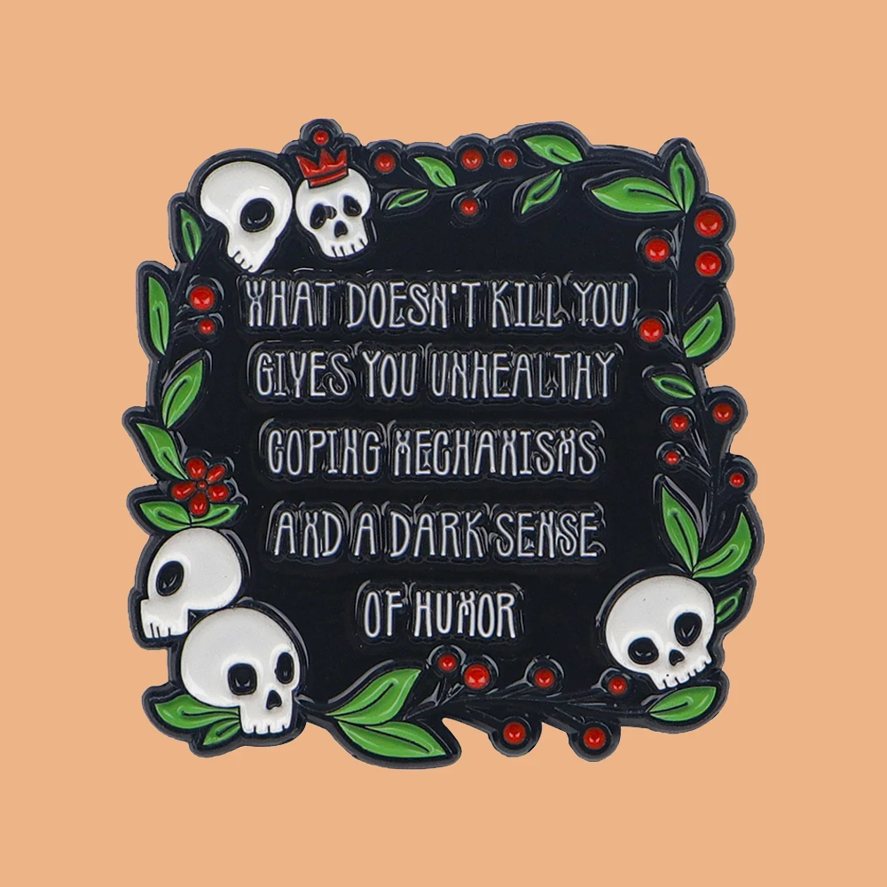 Skull Quotes Enamel Pin Brooches Bag Lapel Pins Badges on Backpack Accessories Decorative Jewelry