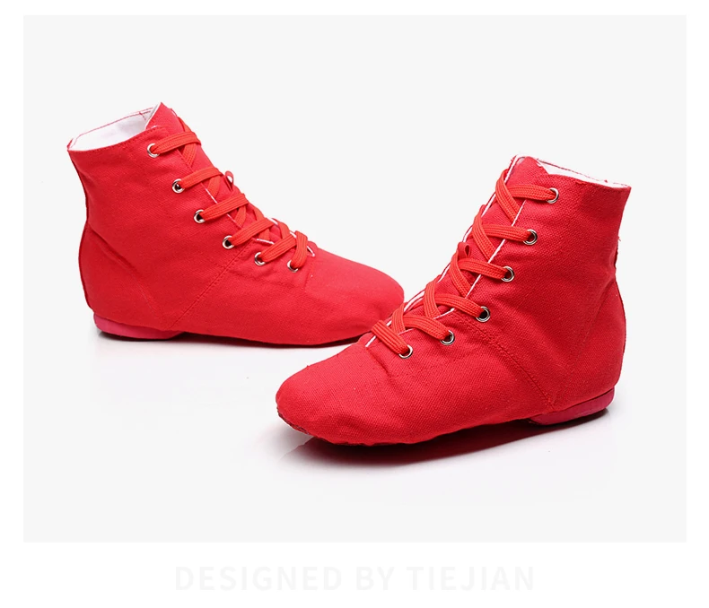 High Top Canvas Tanz schuhe Herren und Damen Schnür ballett schwarz weiß rot Jazz schuhe – Detail 10
