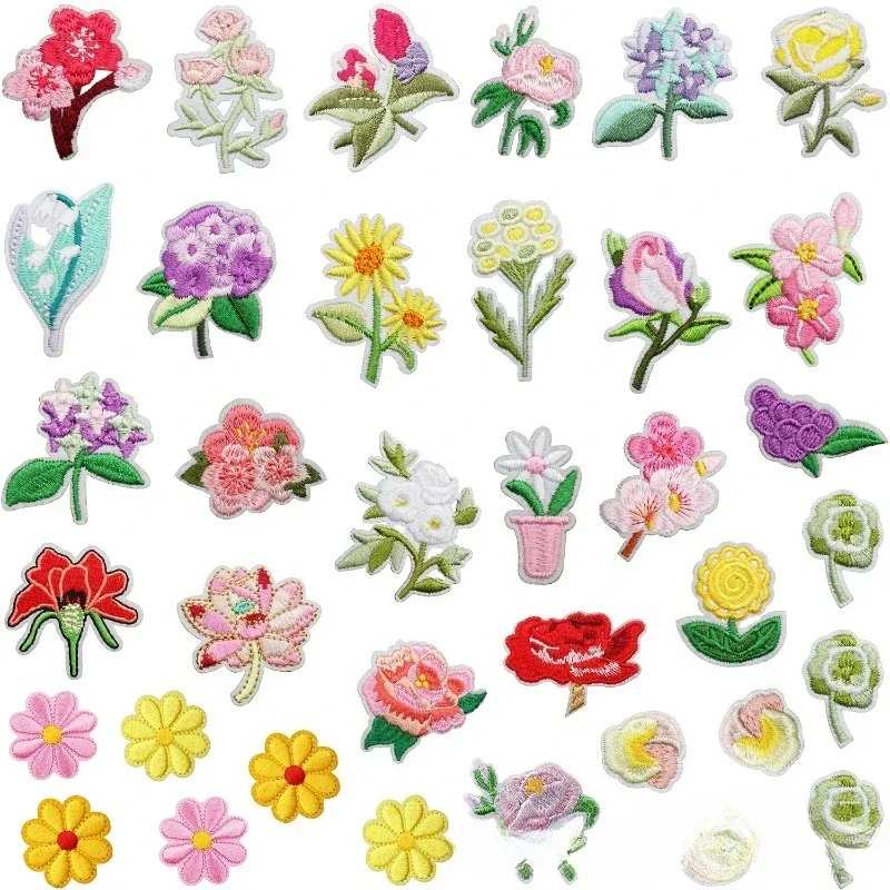 

New Tulip Embroidery Cloth Sticker Cartoon Peony Flower Bag Decoration Computer Embroidery Patch Ironing Beautiful Lotus Flower