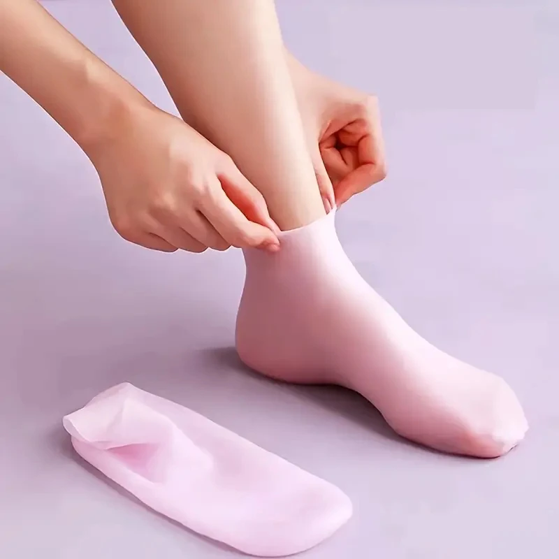 Silicone Moisturizing Socks Ultra-Soft Foot Care Sock Spa Massage Gel Socks for Soften Dry Cracked Heel Soothing Pedicure Tool