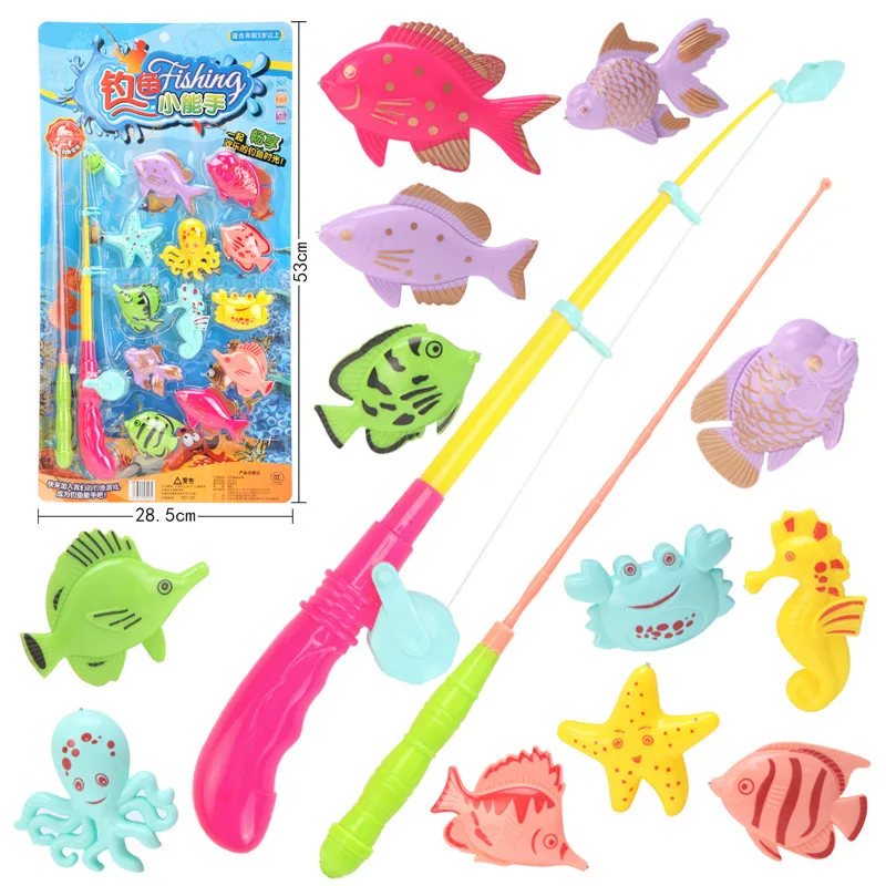 Giocattoli da pesca per bambini magnetico sfuso pesce finto stallo puzzle di pesci divertente gioco di pesca simulazione canna da pesca rete