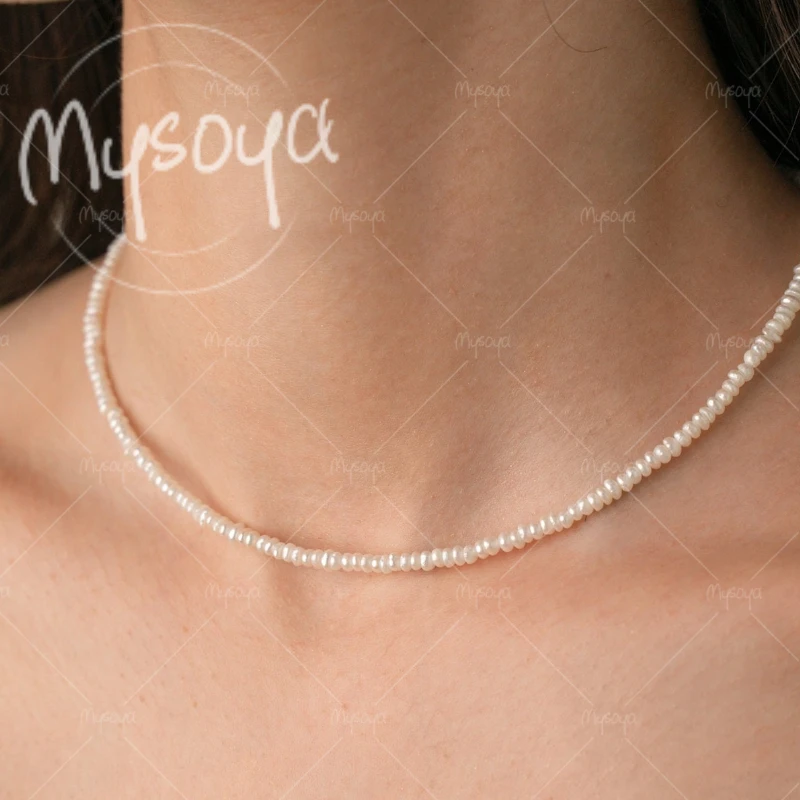 MYSOYA 2-3mm White Freshwater Pearl Necklace for Daughter/ Friend, Suitable for Wedding/ Mother's Day/ Father's Day Gift A0658