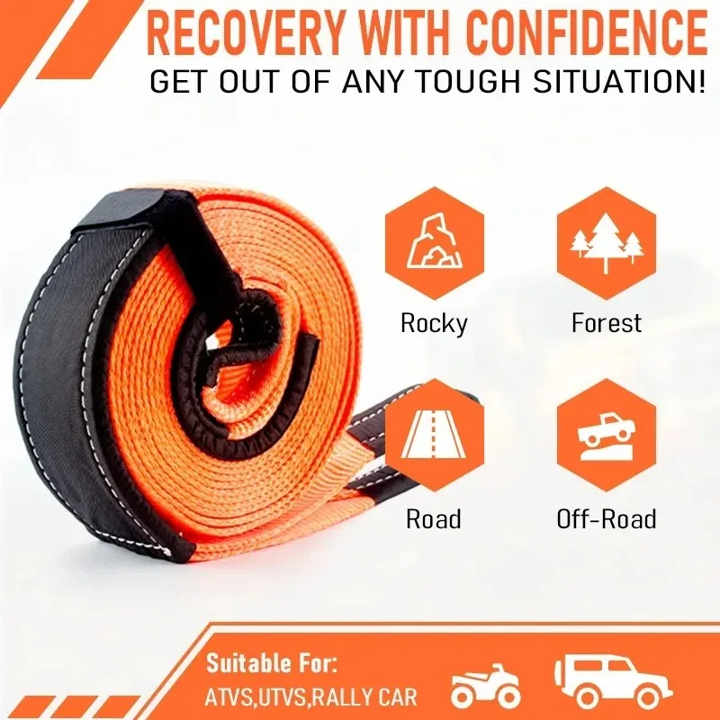 

1 шт., 6 м/9 м, автомобильный буксирный трос, сверхмощный > 13,5 тонны/30000 фунтов, буксировочный трос для прицепа, крючки для ремня, фургон, автомобильные аксессуары для восстановления дорог