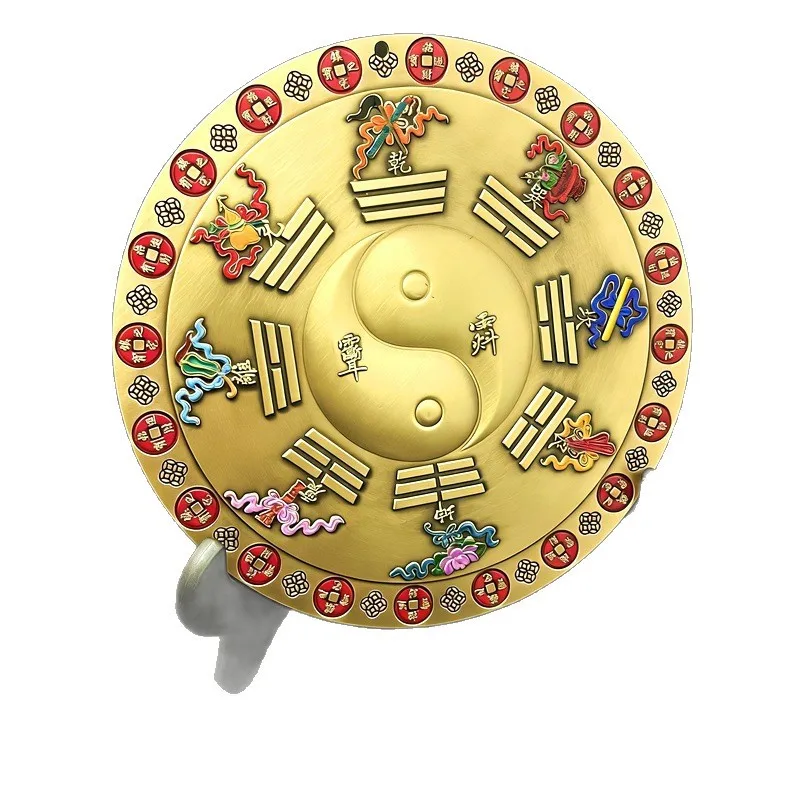 

PYJ brass large painted gossip mirror Taiji mirror convex mirror dark eight immortals decorative ornament
