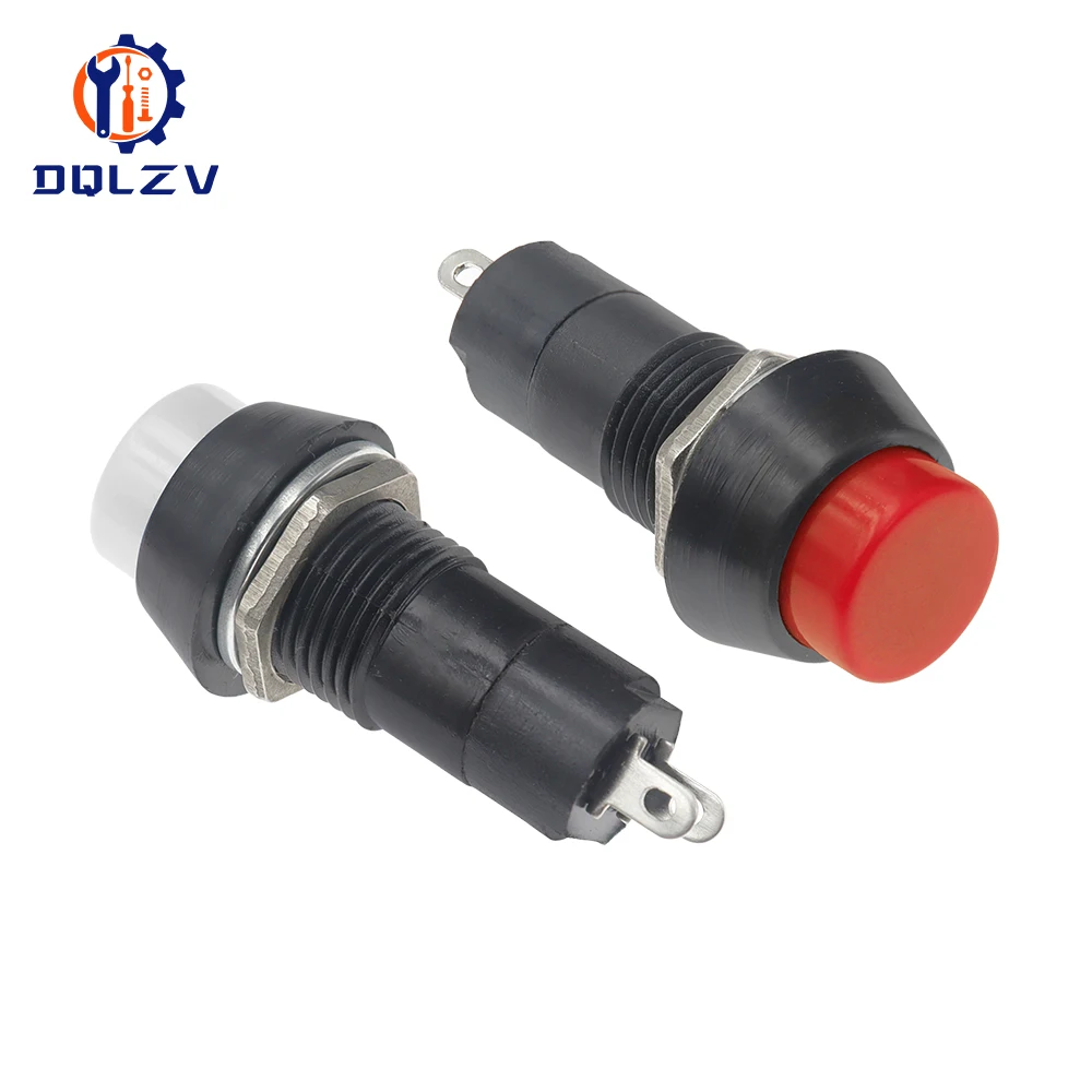 Self-lock/Self-Recovery Pushbutton Switches 12mm OFF-ON Plastic Push Button Switch momentary 3A 250V AC 2PIN 6Color Mixing