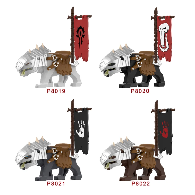 Bloques de construcción de escudo de caballero Castillo Medieval, figuras de películas, banderas de montaje en Orc, accesorios para armas militares, juguetes de soldados, regalo Q062