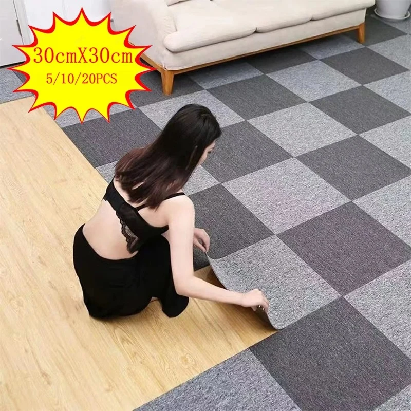 Self Adhesive Carpet Floor Tiles Sticker Square Rugs Peel and Stick Mat DIY Flooring Kitchen Dining Room Bedroom Home Decor