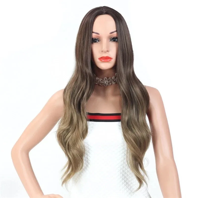 

Длинный женский синтетический парик Adies Curly Wig, темно-коричневый, полный парик