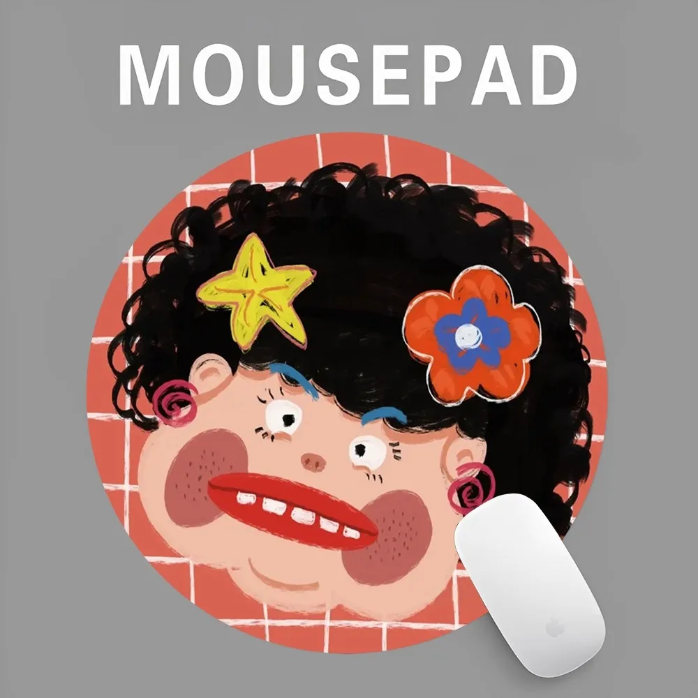 Funny ugly face art Mousepad INS Tide Round Keyboard Mat Table Mat Students Cabinet Gamer Desktop Mousepad Cup Mats Deskpad