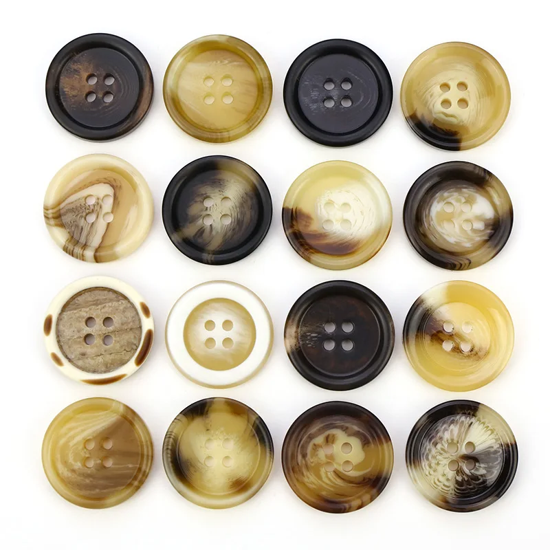 50 Uds 15/18/20/25mm resina clásica 4 agujeros botón redondo para abrigo chaquetas suéteres trajes camisas costura botones de plástico