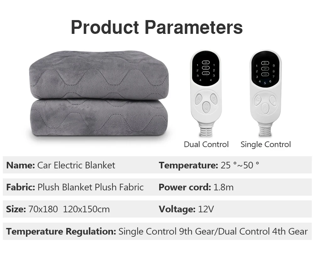 Heating Mat Winter Body Warmer For RV SUV Car 12V Electric Blanket Plush Thicker Heater Heated Mattress Thermostat Travel