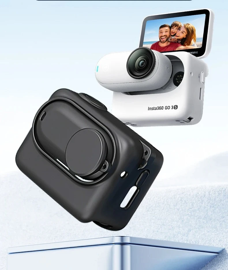 CoverJoy Soft Silicone Case for Insta360 GO 3S with Lens Cap Shockproof Anti-Scratch Protective Cover Housing for GO3S