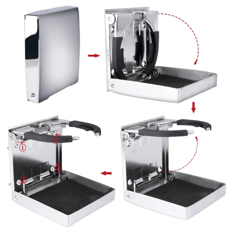 

Stainless Steel Simple Folding Water Cup Holder Adjustable Shrinking Water Cup Holder, Marine Accessories Yacht RV Teacup Holder
