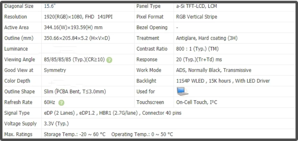 NV156FHM-T0J NV156FHM T0J 15.6 inch LCD Screen Display IPS Panel FHD 1920x1080 Non-touch