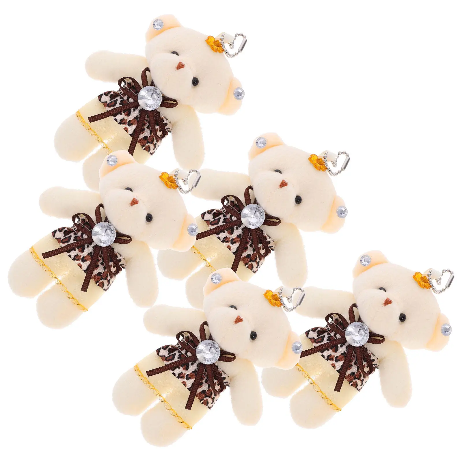 5Pcs Mini Wedding Bear Bouquet Materials Hanging Keychain Portable Multi-Function Tiny Bear Decor Lovely Home Accessory