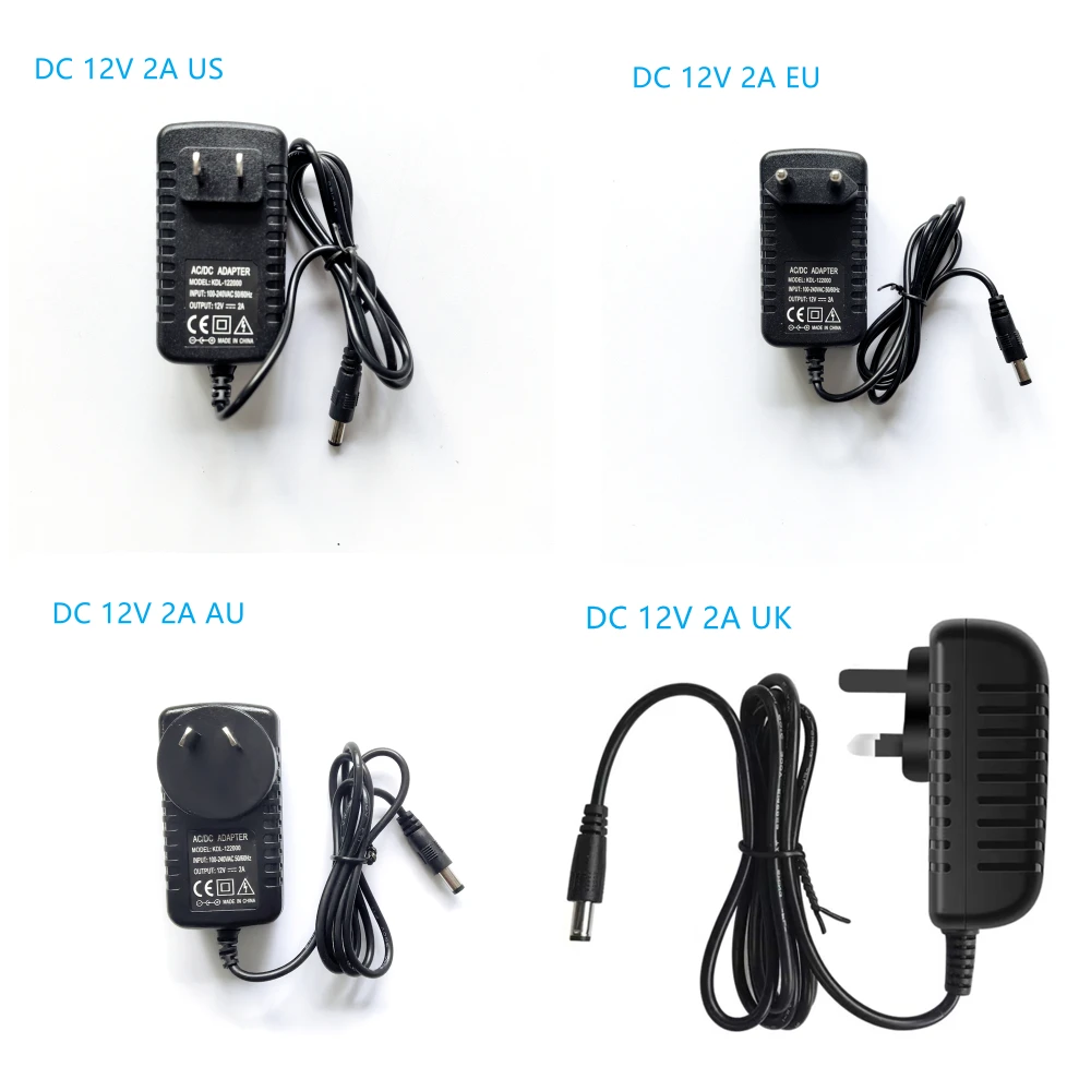 

DC12V Power Adapter EU US AU UK Plugs Charger Switch Power Supply DC12V 2A For Security Camera Display Adapter