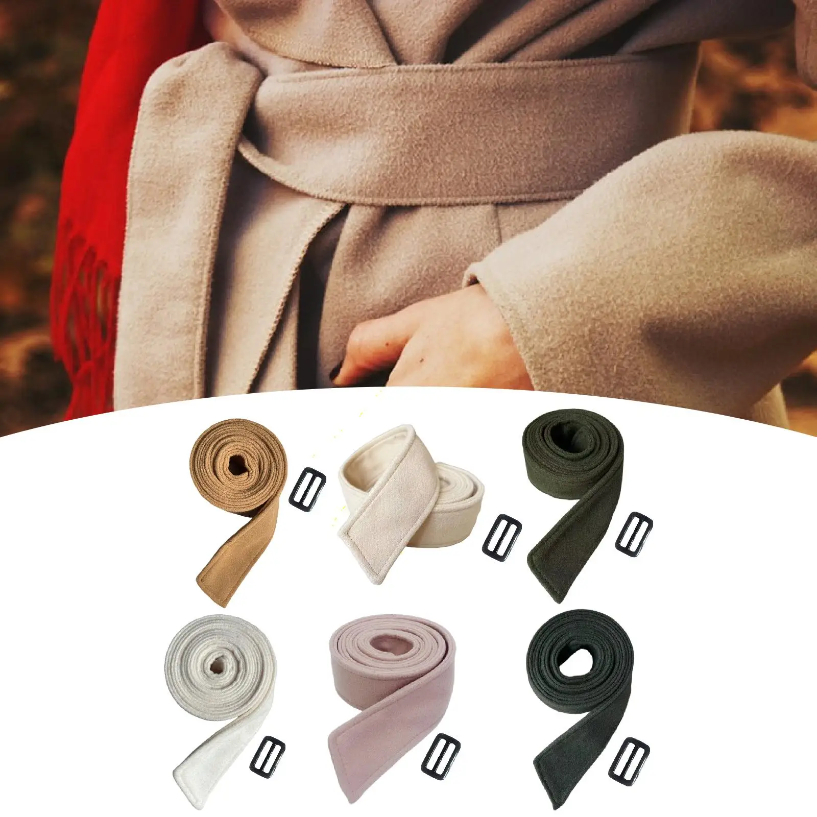 حزام معطف مزدوج الجوانب، حزام خصر عملي، بديل محمول #3