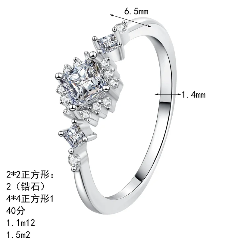 

ZFSILVER Серебро s925 муассанит квадратное кольцо с подсолнухом для женщин модные модные роскошные ювелирные изделия подарок вечерние свадебные подвески AZ1222-J