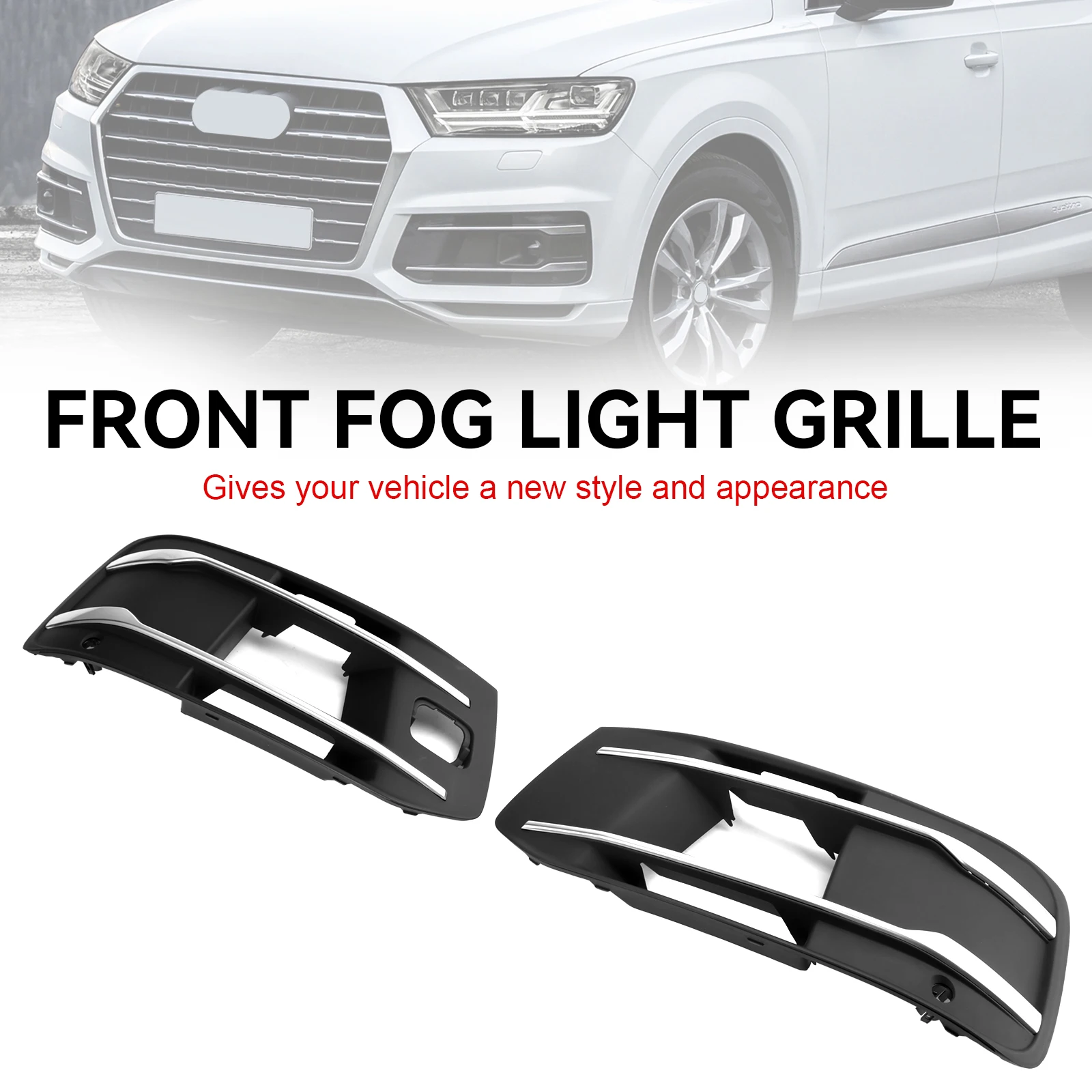 

Front Bumper Cover Fog Light Grille Bezel Insert Grill Fit for Audi Q7 2016-2019