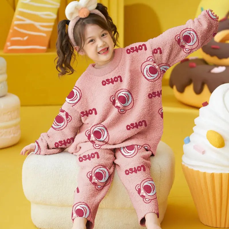 Disney Cute StellaLou Lotso LinaBelle Cinnamoroll Kuromi Creative Cartoon Pattern New Thickened Warm Pajamas Home Clothing Set