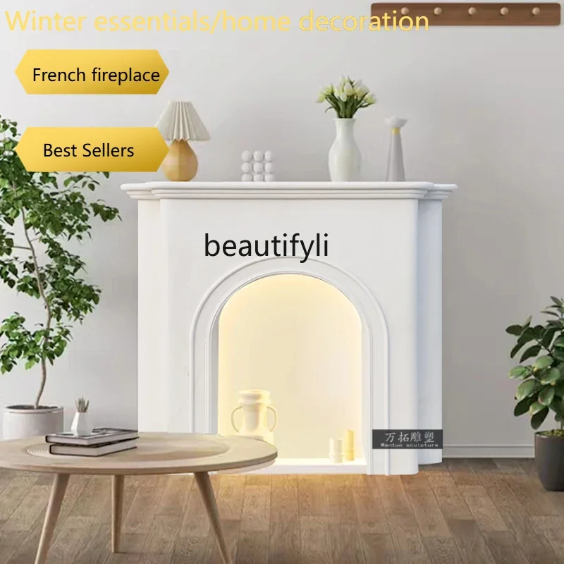 A95 Marble fireplace French entrance table living room Nordic light luxury stone decorative cabinet