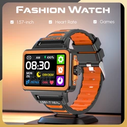 Nuevo reloj inteligente con personalidad a la moda, pantalla grande HD de 1,57 pulgadas, Monitor continuo de ritmo cardíaco durante el sueño, reloj inteligente resistente al agua para juegos