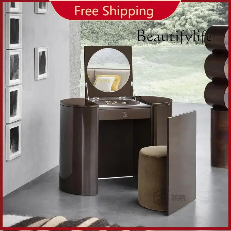 

R Light Luxury Dresser With Mirror Solid Wood Modern Designer Villa Mansion Small Apartment Bedroom Storage Cabinet Dressing Tab