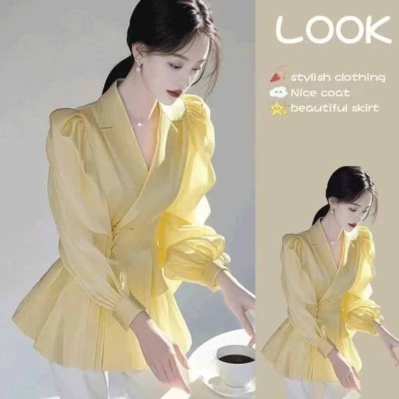 

Новые уникальные женские рубашки с верхней талией красивые весенне-летние и продвинутые роскошные женские рубашки 2025 года.