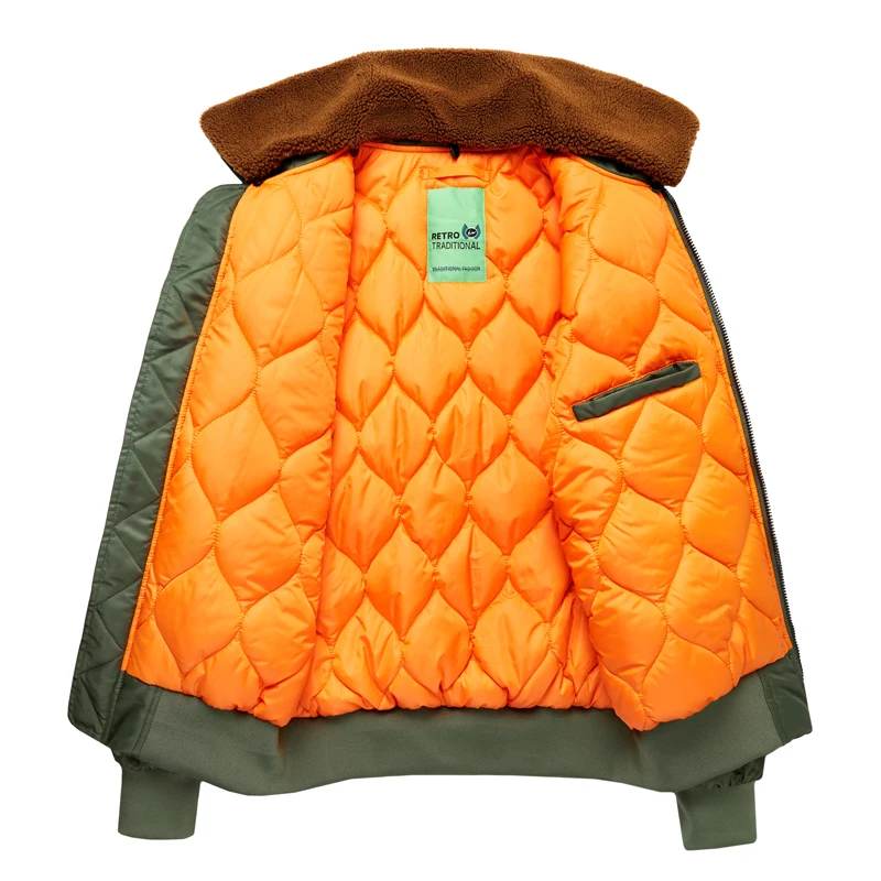 Winter Army Green Thickened Parka Tactical Military Jacket with Removable Fur Collar Pilot Air Force Style Coat Bomber Overcoat
