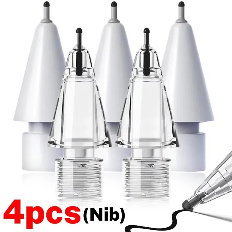 Pontas substituíveis do lápis para a Apple, tampa protetora de silicone macio, tela sensível ao toque, pontas da caneta stylus para iPencil 1 2 Gen, 4 Pcs