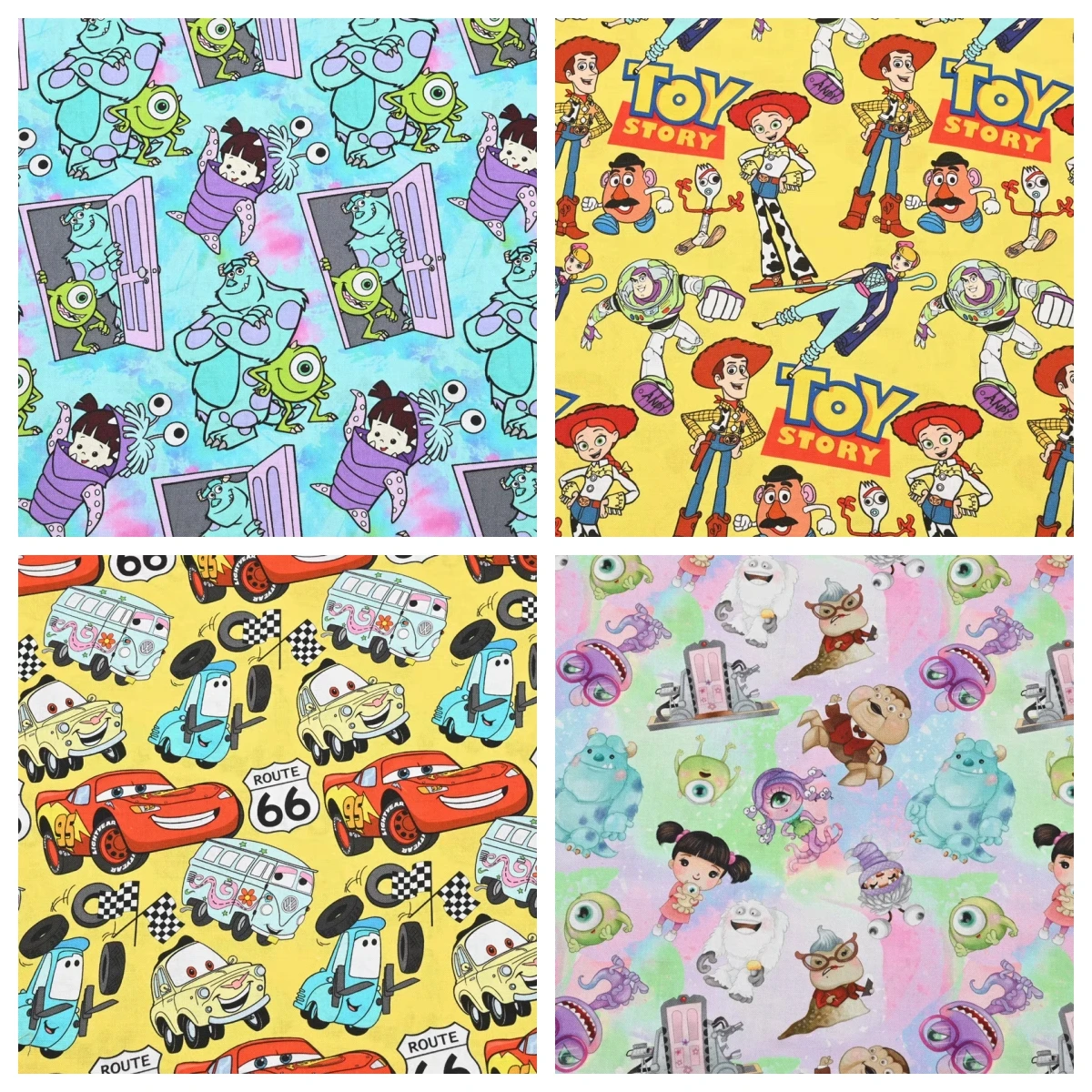 Disney Monsters University Toy Story Cars 100% Cotton Fabric For Sewing Patchwork Clothes DIY Quilting Needlework Material