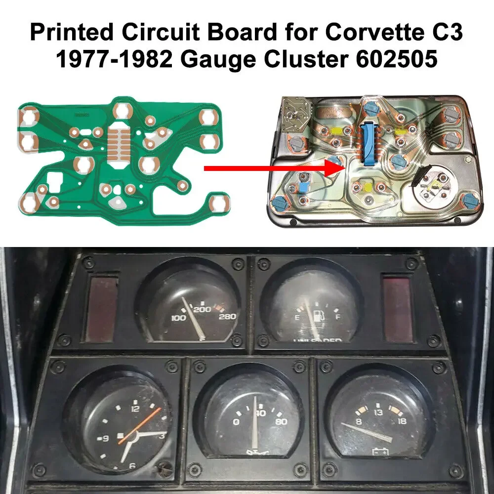 602505 Center Gauge Cluster Printed Circuit Board For Corvette C3 Instrument 1977-1982