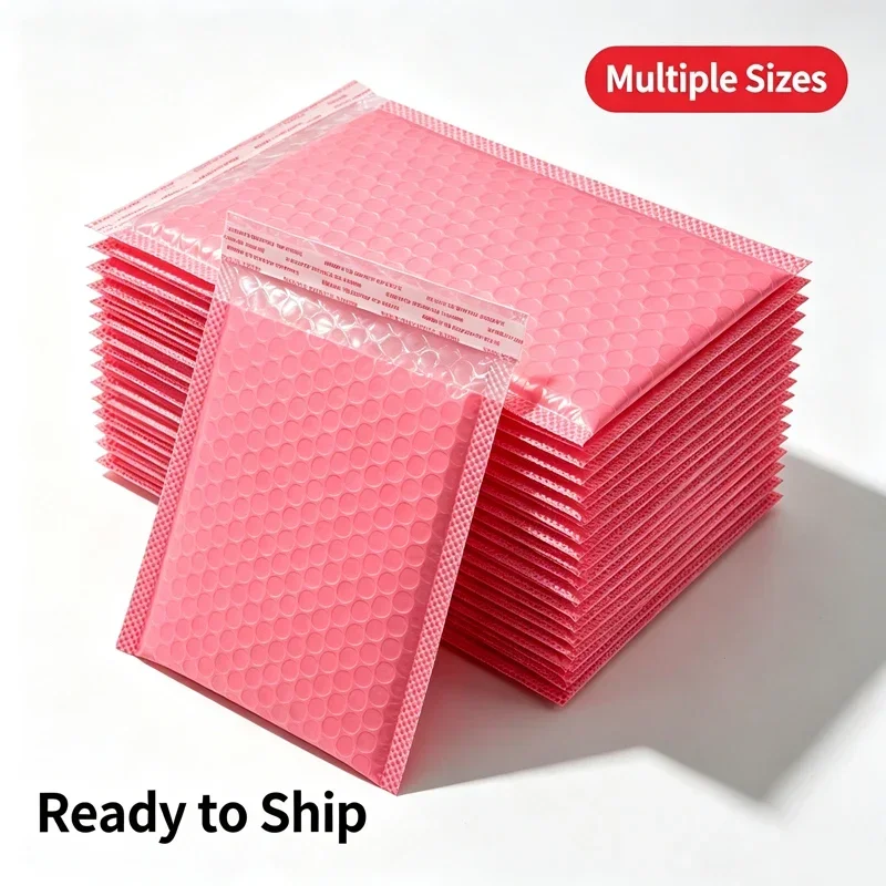 20 Stück rosa Luftpolsterumschläge, wasserdichte Schaumstoff-Luftpolstertaschen, Express-Versandumschläge, selbstklebende Verpackungstaschen, Organizer – Detail 1