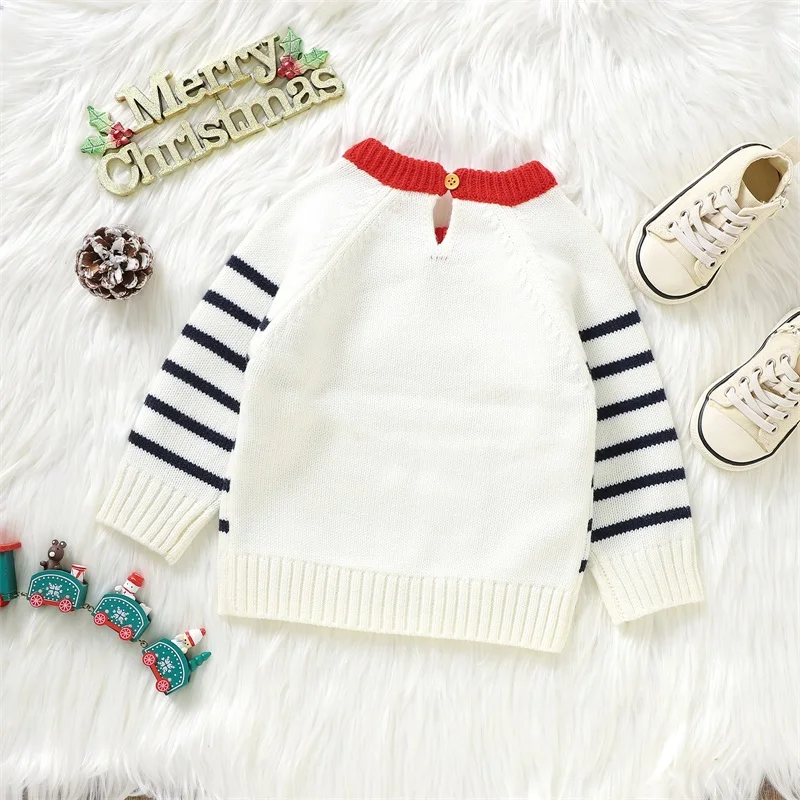 Baby Knitted Sweater Christmas Santa/Elk Print Casual Warm Long Sleeve Pullovers Infant Knitwear for Toddler Xmas Clothes