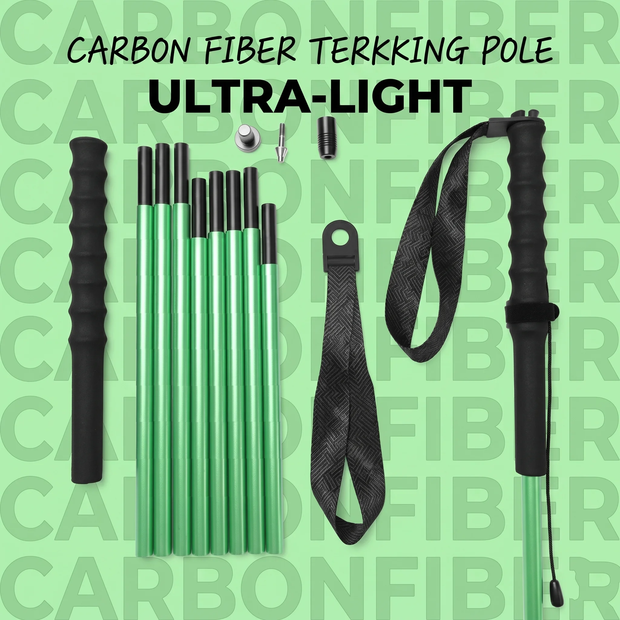 

1 Pair 100% Carbon Fiber Trekking Poles Ultralight 120g Foldable Walking Stick QuickLock Outdoor Hiking Camping Mountain Climbi