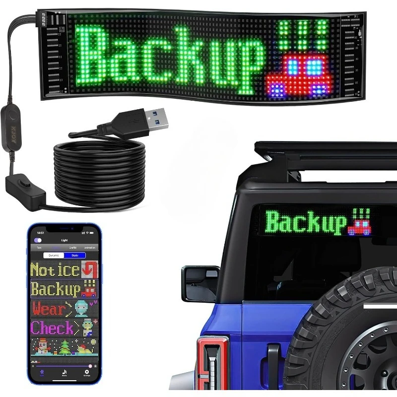 

Гибкая программируемая светодиодная панель с бегущей строкой, цифровой дисплей, настраиваемый текст, узоры, анимация, управление через Bluetooth-приложение