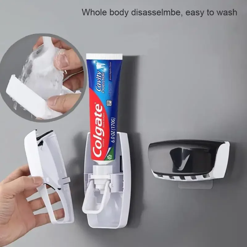 Dispenser automatico di dentifricio a parete creativo, portaspazzolino antipolvere, utilizzato per forniture per doccia e bagno