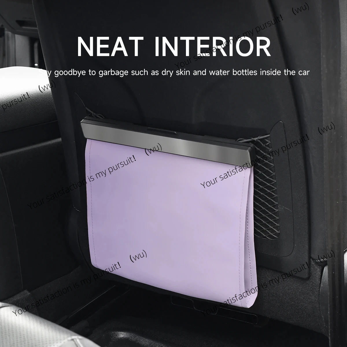 Car Garbage Bag Premium PU Leather with LED Light and Magnet Enclosed Design Waterproof Vehicle Garbage Container
