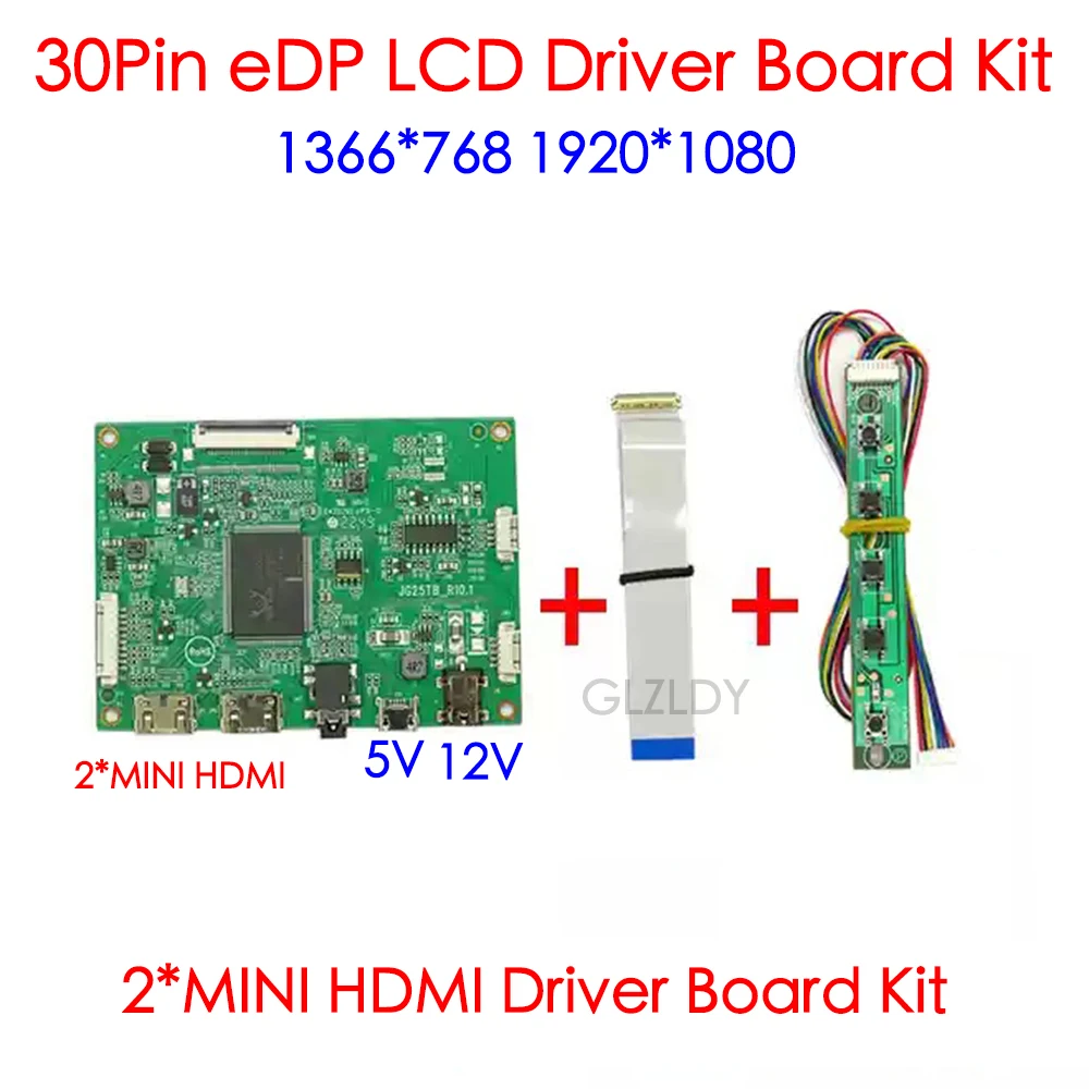 

1366*768 1920*1080 EDP 30Pin 2K LCD Driver Board Slim Portable Display Driver Board 2*MINI HDMI USB 5V Laptop display panel